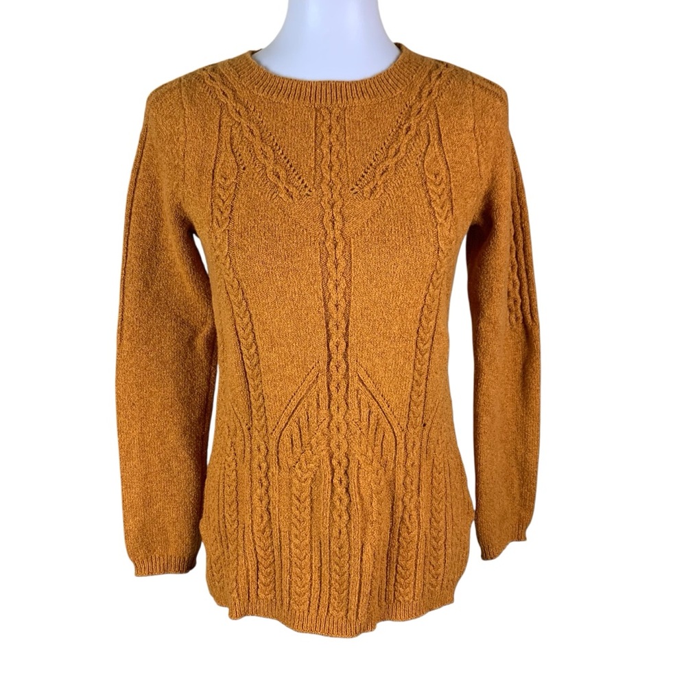 Anthropologie Sparrow Marigold Cable Knit Sweater Medium‎ Cozy Fall Cottagecore
